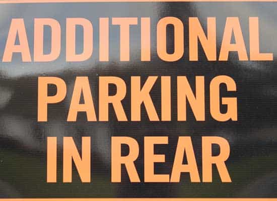 parking in rear sign